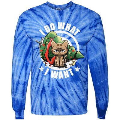 I Do What I Want Funny Cat Dad Cat Moms Christmas Cat Lovers Cool Gift Tie-Dye Long Sleeve Shirt