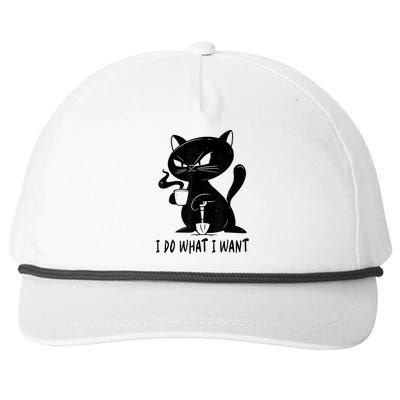 I Do What I Want Funny Black Cat Withe Cup Coffee Gifts Snapback Five-Panel Rope Hat