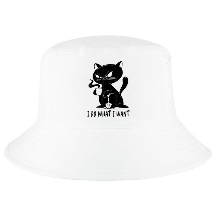 I Do What I Want Funny Black Cat Withe Cup Coffee Gifts Cool Comfort Performance Bucket Hat