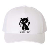 I Do What I Want Funny Black Cat Withe Cup Coffee Gifts Yupoong Adult 5-Panel Trucker Hat