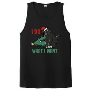 I Do What I Want Funny Christmas Cat Knocking Tree Down Gift PosiCharge Competitor Tank