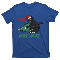 I Do What I Want Funny Christmas Cat Knocking Tree Down Gift T-Shirt