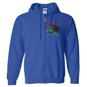 I Do What I Want Funny Christmas Cat Knocking Tree Down Gift Full Zip Hoodie