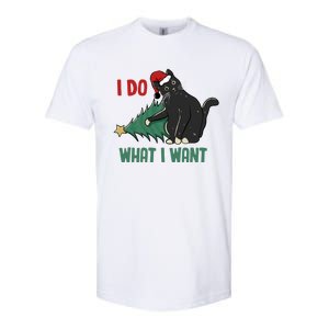 I Do What I Want Funny Christmas Cat Knocking Tree Down Gift Softstyle CVC T-Shirt