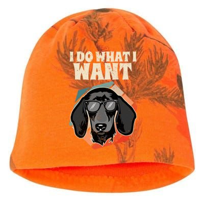 I Do What I Want I Retro Wiener Dog I Dachshund Gift Kati - Camo Knit Beanie