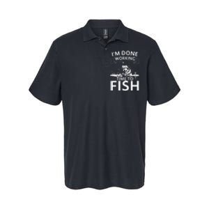 I'm Done Working - Time to Fish Tee - Funny Fishing Softstyle Adult Sport Polo