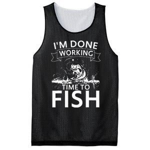 I'm Done Working - Time to Fish Tee - Funny Fishing Mesh Reversible Basketball Jersey Tank