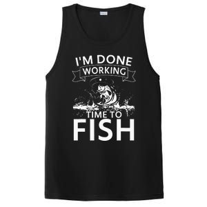 I'm Done Working - Time to Fish Tee - Funny Fishing PosiCharge Competitor Tank