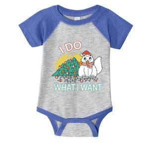 I Do What I Want Mischievous Christmas Cat Great Gift Infant Baby Jersey Bodysuit