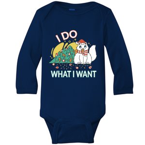 I Do What I Want Mischievous Christmas Cat Great Gift Baby Long Sleeve Bodysuit