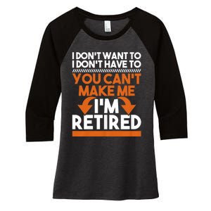 I DonT Want To I DonT Have To Retirement Retiree Pension Women's Tri-Blend 3/4-Sleeve Raglan Shirt