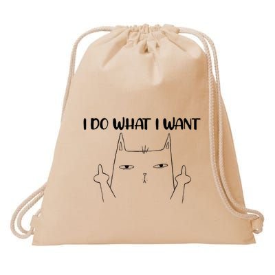 I Do What I Want Funny Cat Stinky Finger Drawstring Bag