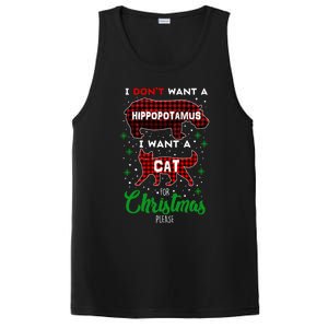 I DonT Want A Hippopotamus Want A Cat Red Plaid Christmas Gift PosiCharge Competitor Tank