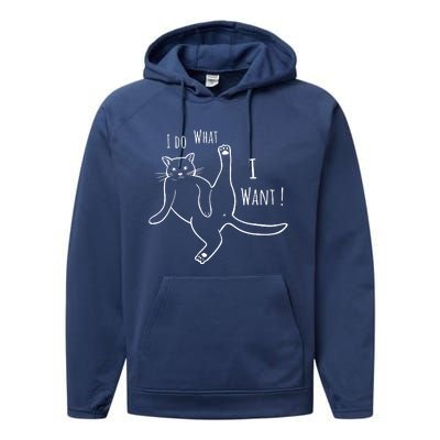 I Do What I Want Cat Performance Fleece Hoodie