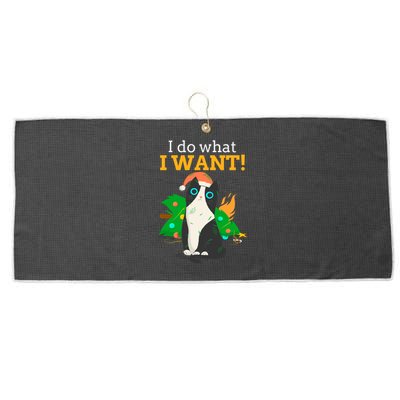 I Do What I Want Cat Christmas Funny Graphic Great Gift Large Microfiber Waffle Golf Towel