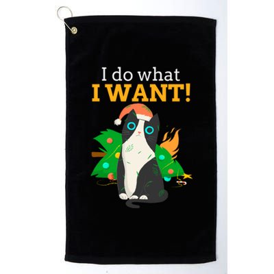 I Do What I Want Cat Christmas Funny Graphic Great Gift Platinum Collection Golf Towel