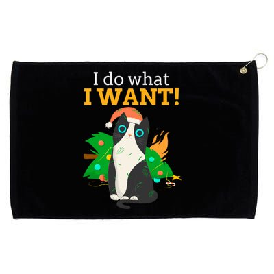 I Do What I Want Cat Christmas Funny Graphic Great Gift Grommeted Golf Towel