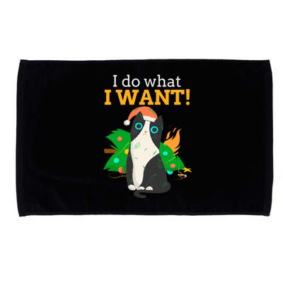 I Do What I Want Cat Christmas Funny Graphic Great Gift Microfiber Hand Towel