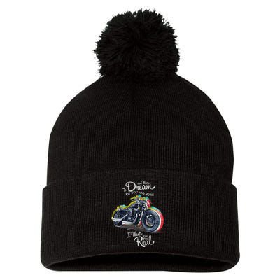 I Don't Want To Dream Of Your Anymore Funny Biker Motorcycle Pom Pom 12in Knit Beanie
