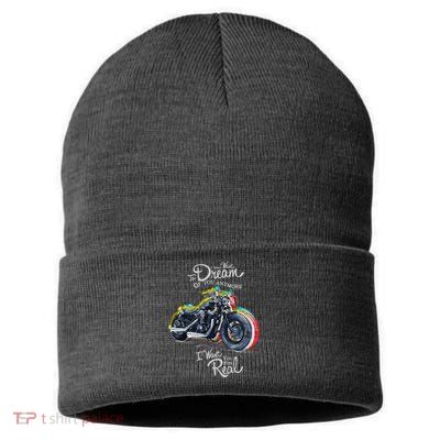 I Don't Want To Dream Of Your Anymore Funny Biker Motorcycle Sustainable Knit Beanie