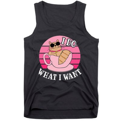 I Do What I Want Funny Cat Lover Teacup Tank Top