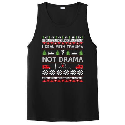 I Deal With Trauma Not Drama Funny Nurse Ugly Xmas Gift PosiCharge Competitor Tank