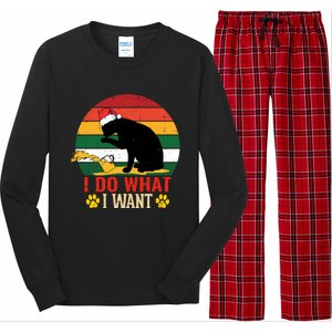 I Do What I Want Cat Christmas Pajama Funny Kitten Xmas Gift Long Sleeve Pajama Set