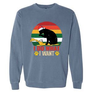 I Do What I Want Cat Christmas Pajama Funny Kitten Xmas Gift Garment-Dyed Sweatshirt