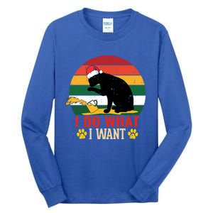 I Do What I Want Cat Christmas Pajama Funny Kitten Xmas Gift Tall Long Sleeve T-Shirt