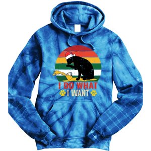 I Do What I Want Cat Christmas Pajama Funny Kitten Xmas Gift Tie Dye Hoodie