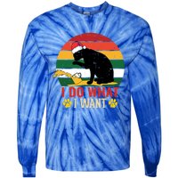 I Do What I Want Cat Christmas Pajama Funny Kitten Xmas Gift Tie-Dye Long Sleeve Shirt