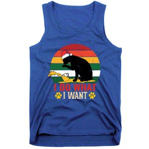 I Do What I Want Cat Christmas Pajama Funny Kitten Xmas Gift Tank Top