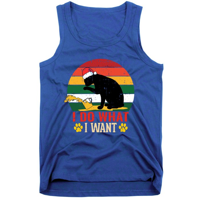 I Do What I Want Cat Christmas Pajama Funny Kitten Xmas Gift Tank Top