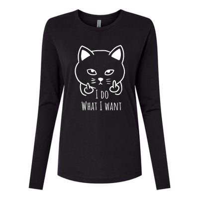 I Do What I Want | Cat Finger Womens Cotton Relaxed Long Sleeve T-Shirt