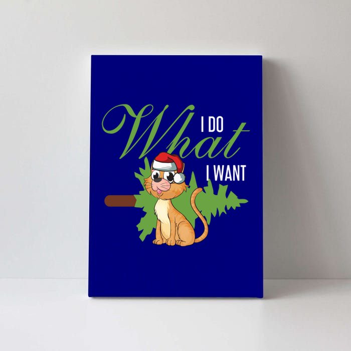 I Do What I Want Cat Wearing Santa Hat Sarcastic Christmas Great Gift Canvas