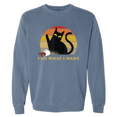 I Do What I Want Black Cat Funny Cat Lover Retro Vintage Garment-Dyed Sweatshirt