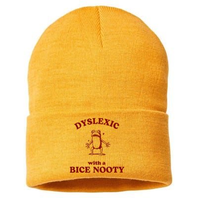 Iswearimnothigh Dyslexic With A Bice Nooty Frog Sustainable Knit Beanie