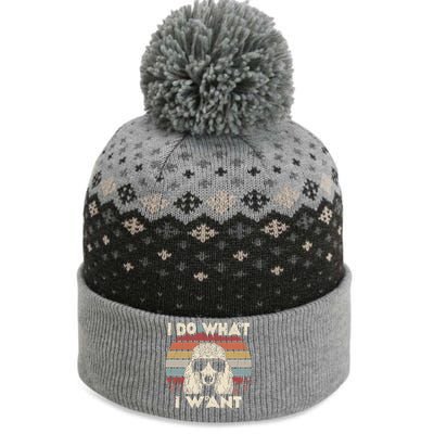 I Do What I Want Gift Funny Standard Poodle Vintage Retro Gift The Baniff Cuffed Pom Beanie