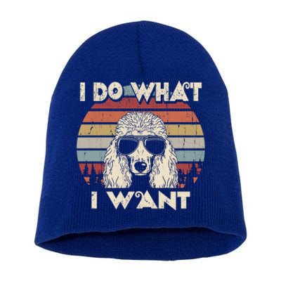 I Do What I Want Gift Funny Standard Poodle Vintage Retro Gift Short Acrylic Beanie