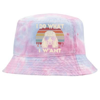 I Do What I Want Gift Funny Standard Poodle Vintage Retro Gift Tie-Dyed Bucket Hat