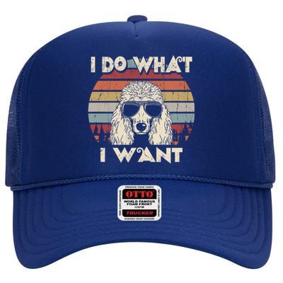 I Do What I Want Gift Funny Standard Poodle Vintage Retro Gift High Crown Mesh Back Trucker Hat