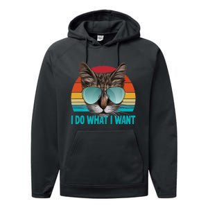 I Do What I Want Cat Performance Fleece Hoodie