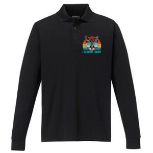 I Do What I Want Cat Performance Long Sleeve Polo