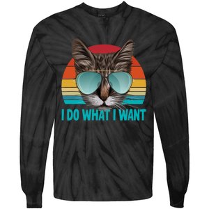 I Do What I Want Cat Tie-Dye Long Sleeve Shirt