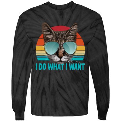 I Do What I Want Cat Tie-Dye Long Sleeve Shirt