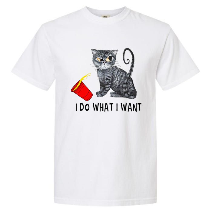 I Do What I Want Cat Coffee Black Cat Red Cup Funny Graphic Garment-Dyed Heavyweight T-Shirt