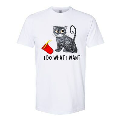 I Do What I Want Cat Coffee Black Cat Red Cup Funny Graphic Softstyle CVC T-Shirt