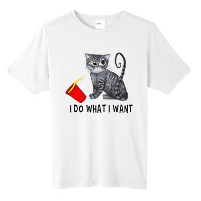 I Do What I Want Cat Coffee Black Cat Red Cup Funny Graphic Tall Fusion ChromaSoft Performance T-Shirt