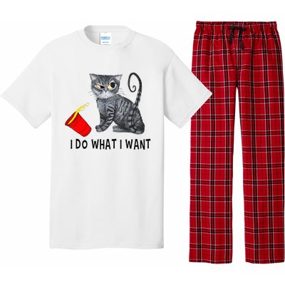 I Do What I Want Cat Coffee Black Cat Red Cup Funny Graphic Pajama Set