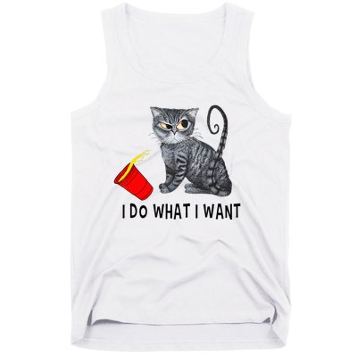 I Do What I Want Cat Coffee Black Cat Red Cup Funny Graphic Tank Top